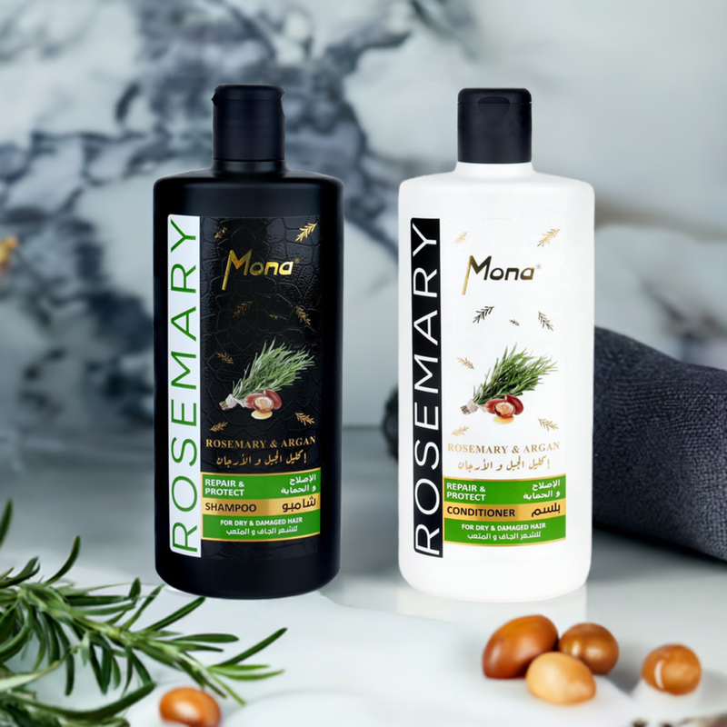 <p dir="rtl">مجموعة شامبو وبلسم تقوية الشعر من منى مع إكليل الجبل و الأرجان: تساعد على تقوية الشعر الجاف والتالف - تركيبة قابلة للتحلل الحيوي ومكثفة، لشعر أكثر كثافة وصحة - للرجال والنساء 440مل لكل منهما</p>