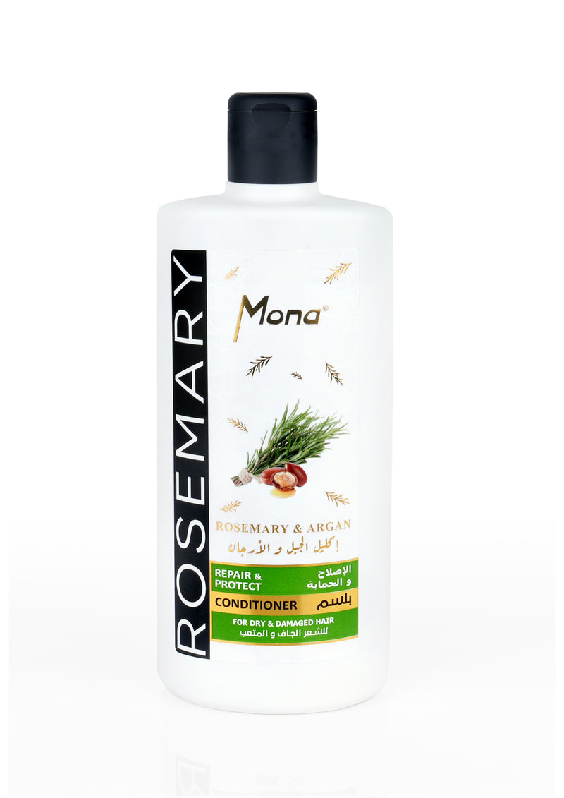 Mona Rosemary and Argan Strengthening Conditioner: Helps Strengthen Dry & brittle Hair - Volumizing Formula for Thicker Healthier Hair with Rosemary Essential Oil -Reduce Frizz and Add Shine to Damaged Hair for Men & Women 440ML