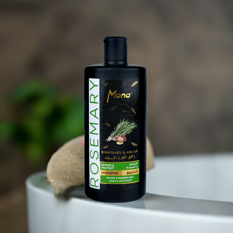 Mona Rosemary and Argan Strengthening Shampoo: Cleanses and Helps Strengthen Dry & brittle Hair - Volumizing Formula for Thicker Healthier Hair with Rosemary Essential Oil -Reduce Frizz and Add Shine to Damaged Hair for Men & Women 440ML