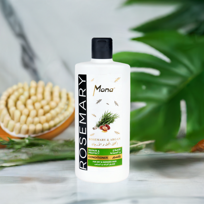 Mona Rosemary and Argan Strengthening Conditioner: Helps Strengthen Dry & brittle Hair - Volumizing Formula for Thicker Healthier Hair with Rosemary Essential Oil -Reduce Frizz and Add Shine to Damaged Hair for Men & Women 440ML
